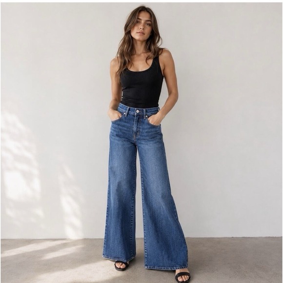 Frame Denim Denim - FRAME Le Slim Palazzo Wide Leg High Rise Jeans in Kinmount Preppy Sz 30-$248